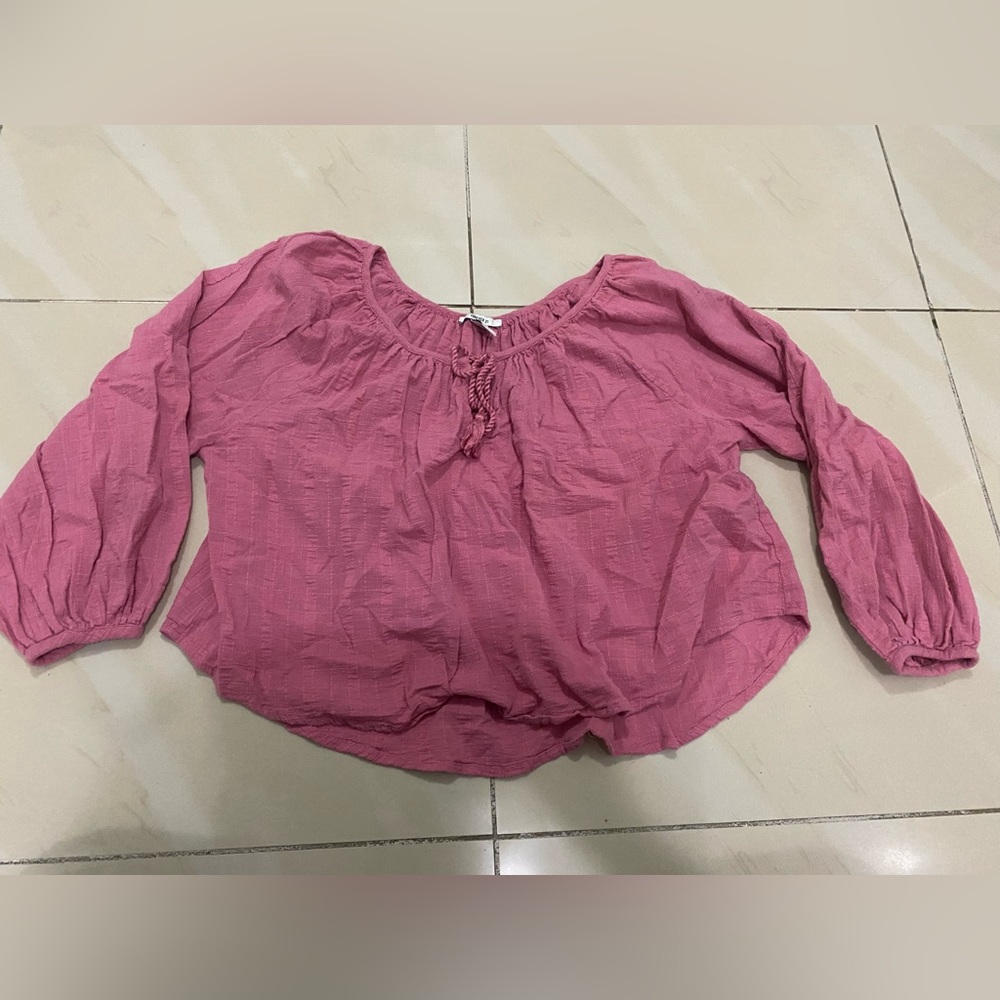 Forever 21 Womens Pink Blouse Top With Rope Tassel Size S